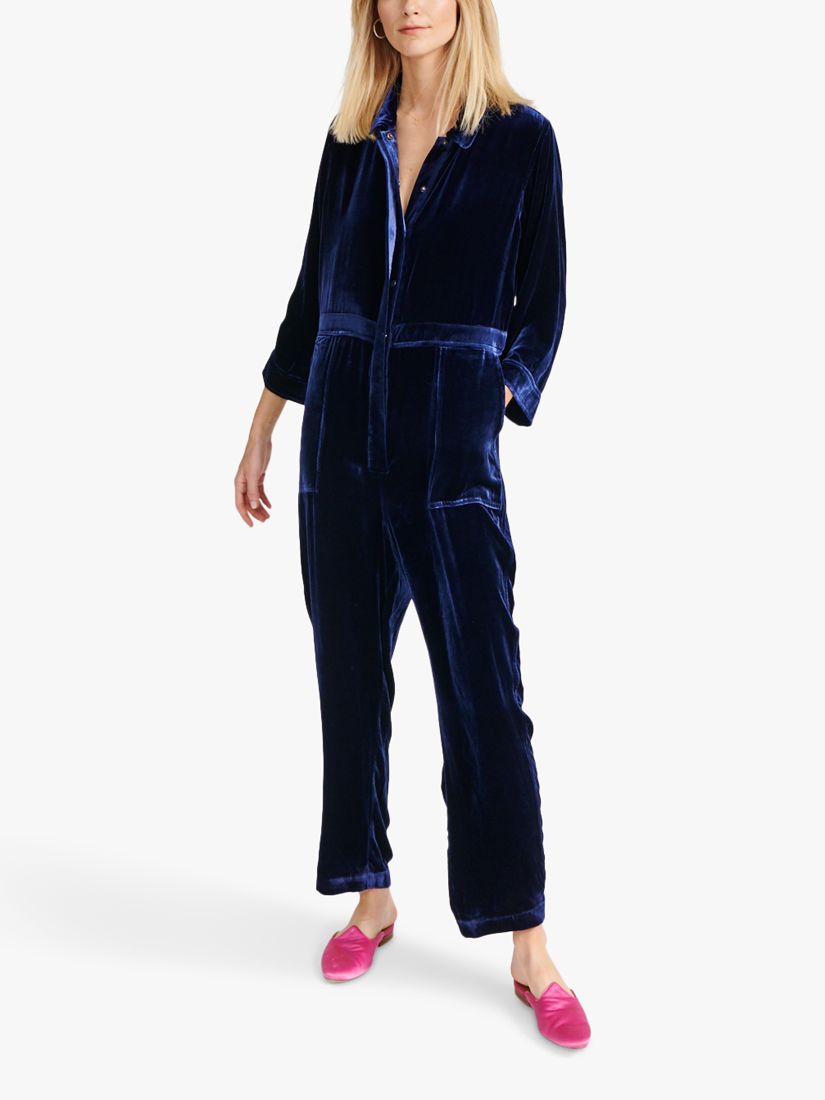 NRBY Pip Velvet Jumpsuit, Navy