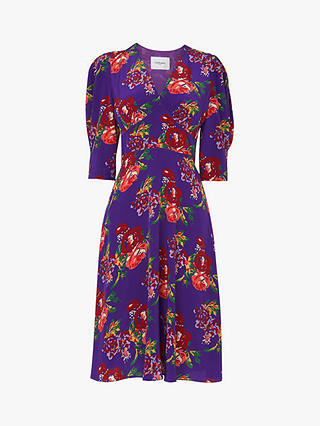 L.K.Bennett Paradis Floral Print Silk Dress, Purple