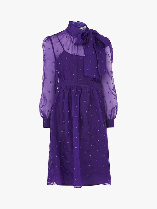 L.K.Bennett Depp Silk Organza Dress, Purple at John Lewis & Partners