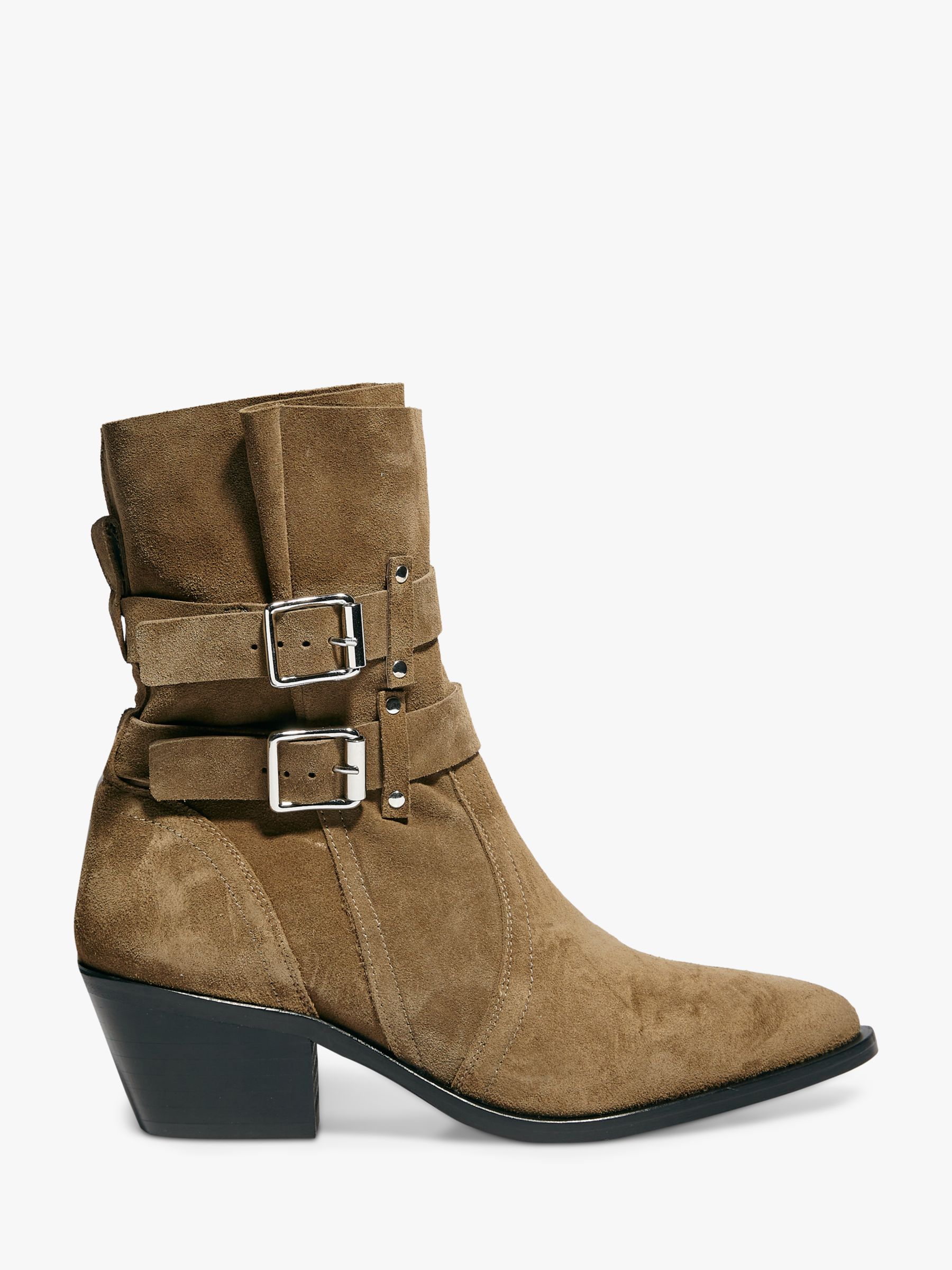 AllSaints Harriet Suede Ankle Boots, Dark Sand at John Lewis & Partners