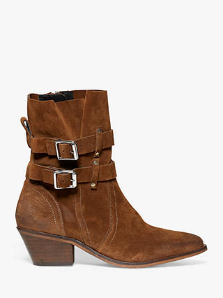 AllSaints Harriet Suede Buckled Ankle Boots