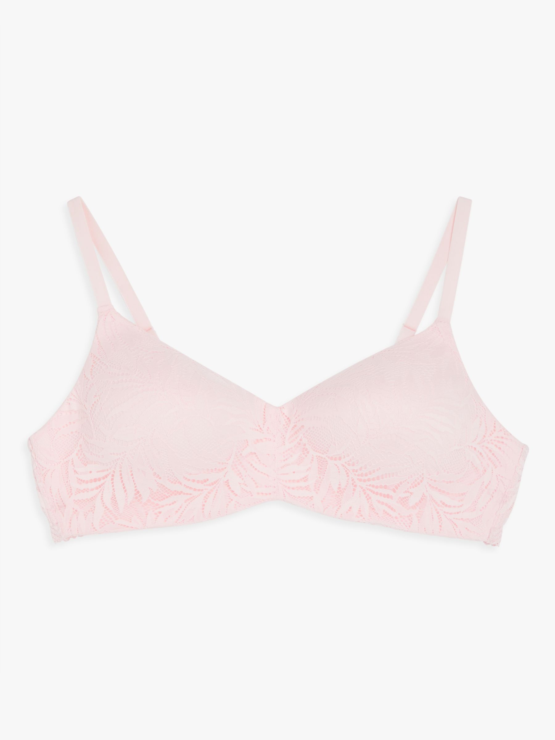 John Lewis ANYDAY Avery Non-Wired Lace Bra, Pink at John Lewis & Partners