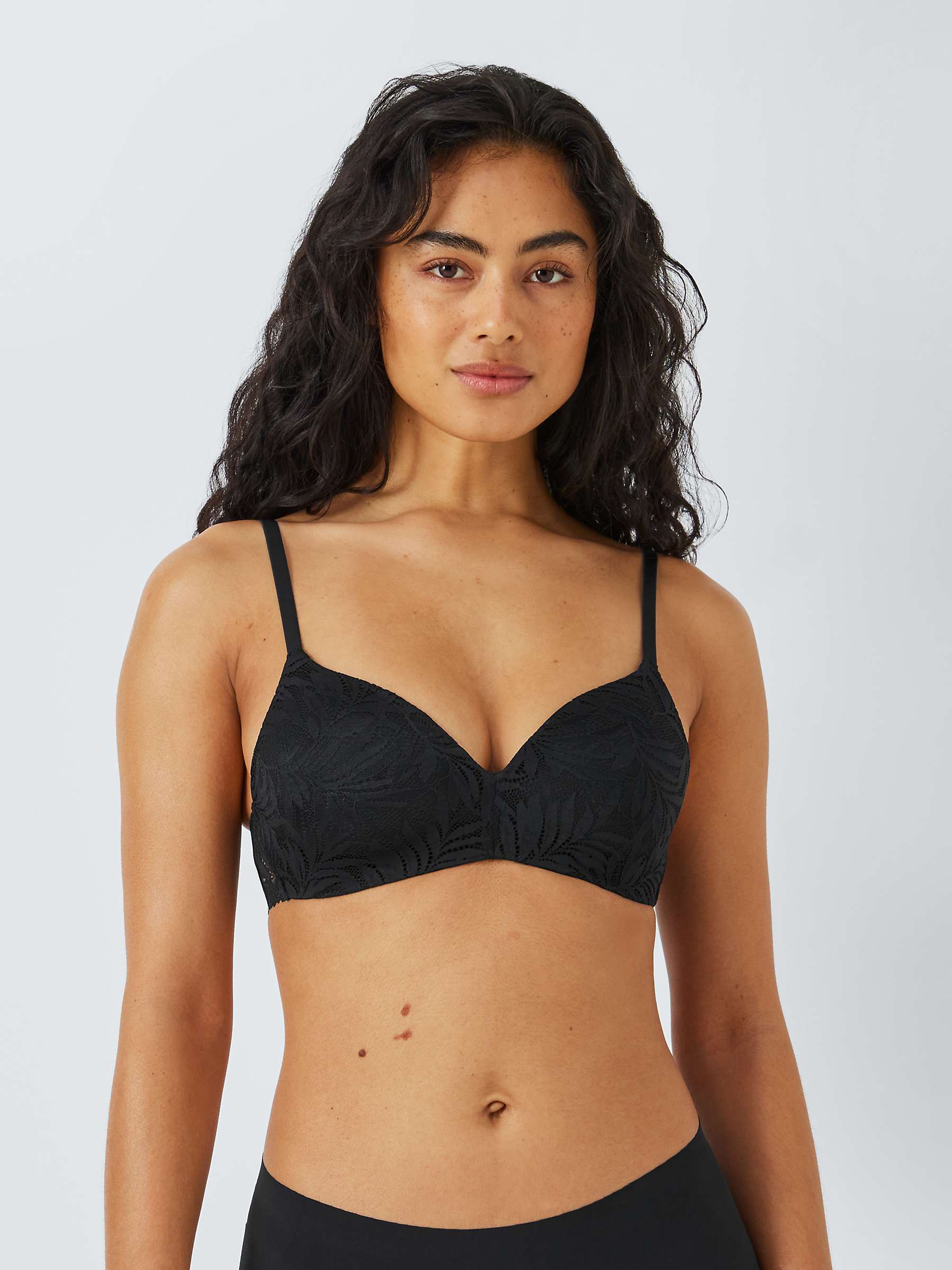John Lewis ANYDAY Avery Non-Wired Lace Bra, Black