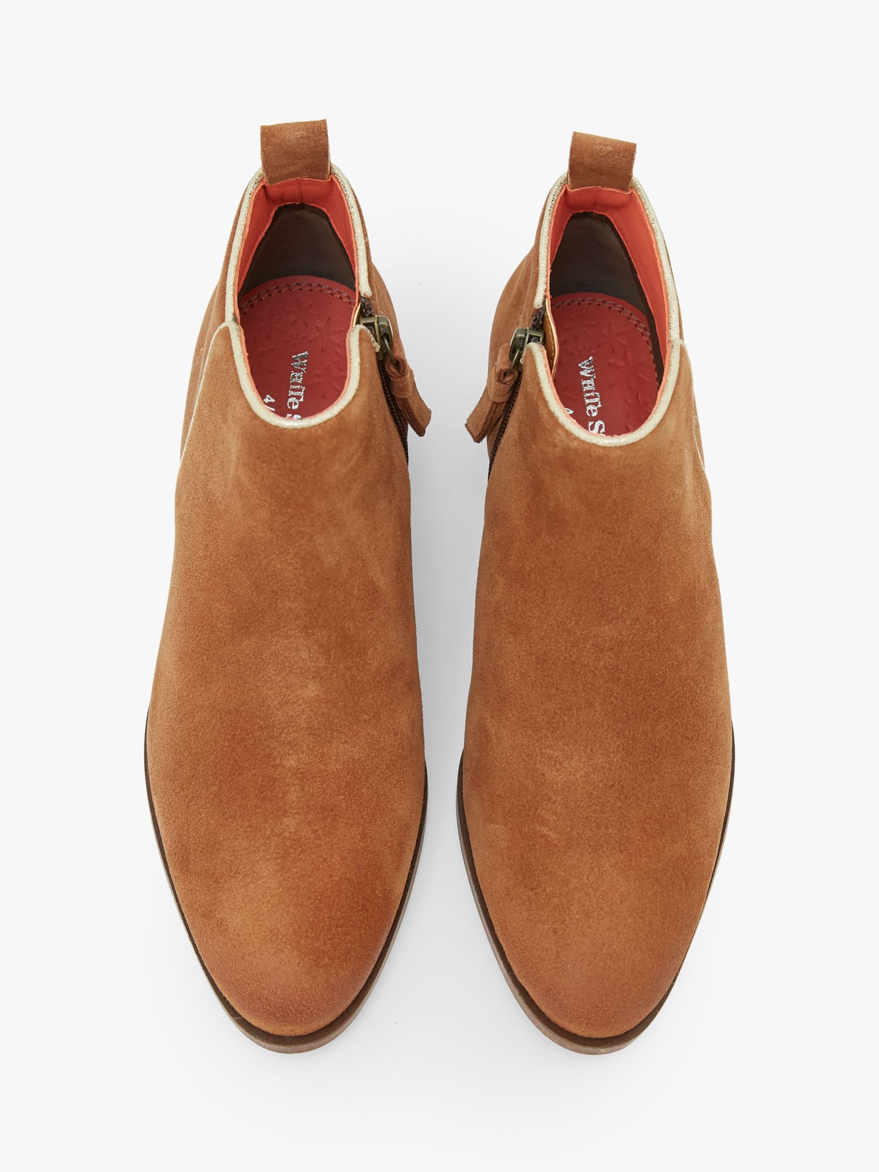 White Stuff Willow Suede Low Heel Ankle Boots, Mid Tan at John Lewis ...