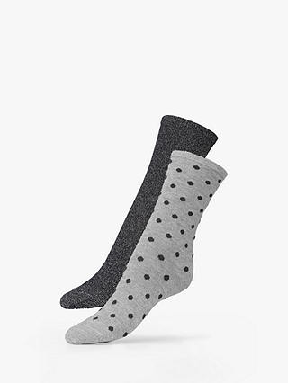 Dear Denier Mei Plain and Dot Print Ankle Socks, Pack of 2