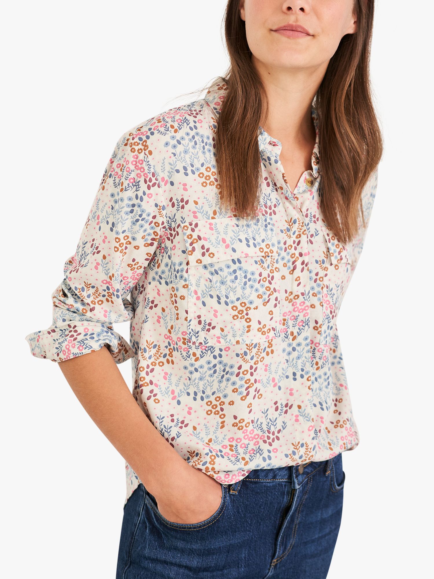 White Stuff Floral Printed Blouse, Ivory/Multi at John ...