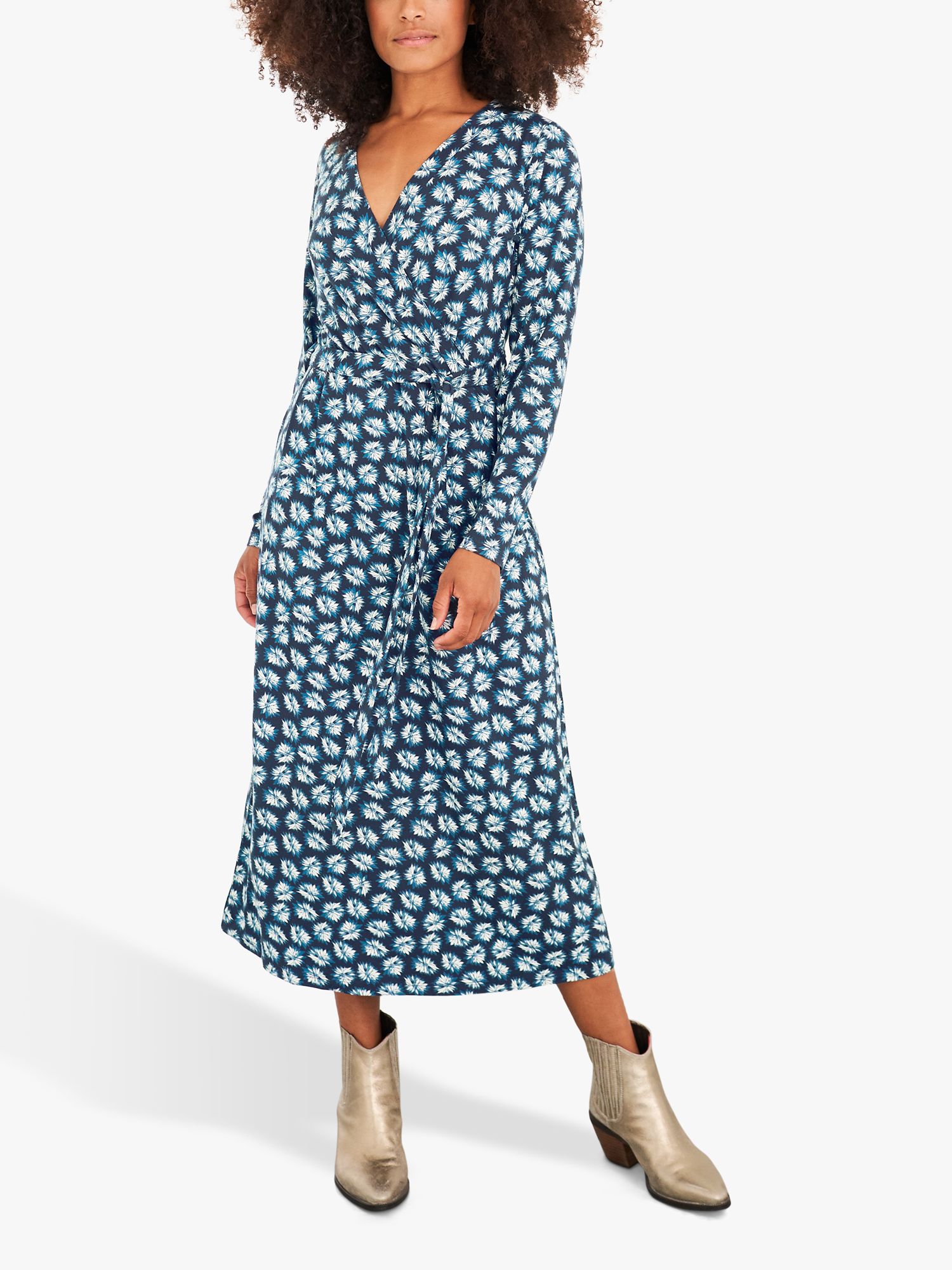 White Stuff Felicity Floral Wrap Maxi Dress, Navy/Multi