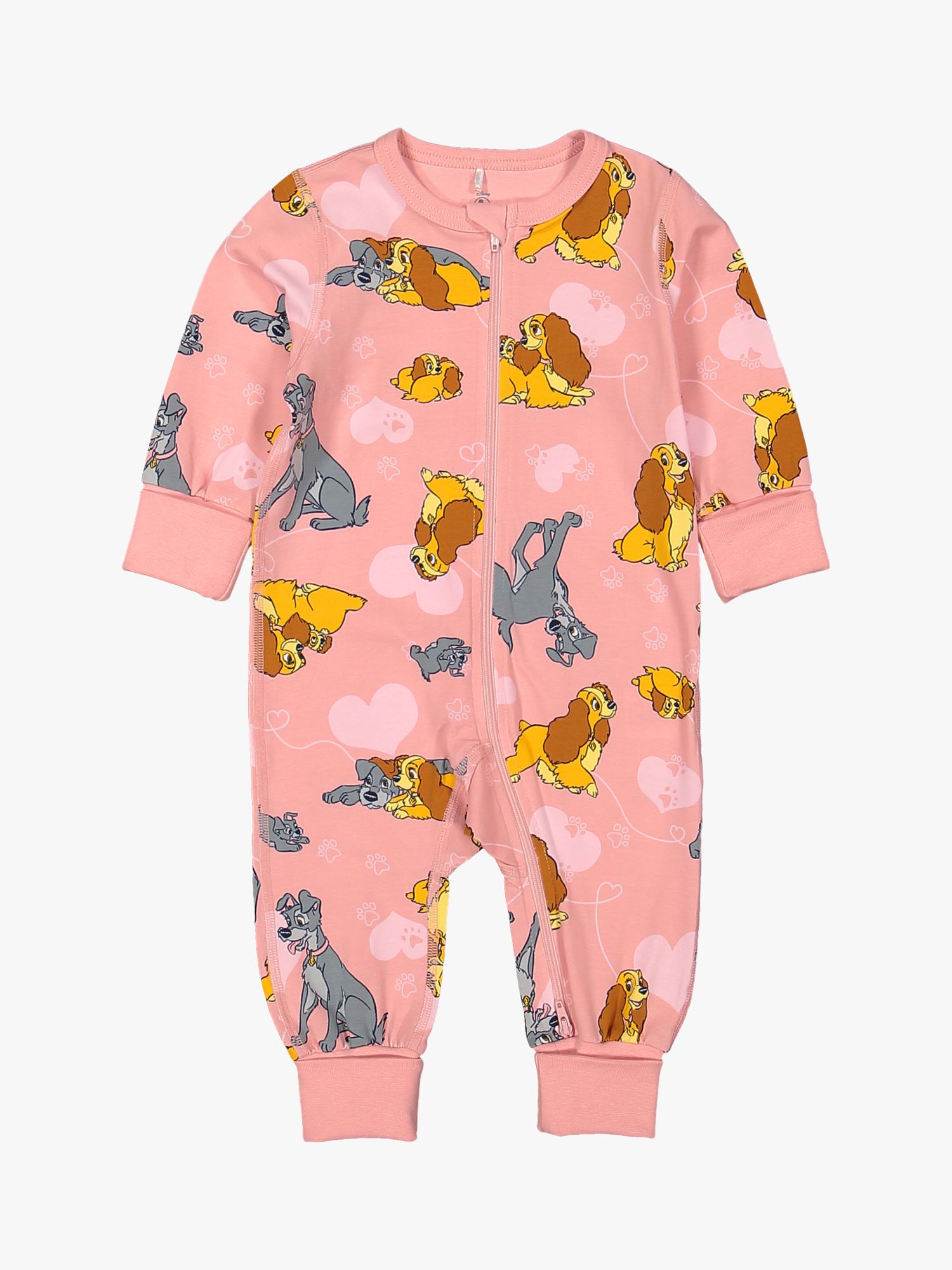Polarn O. Pyret Baby GOTS Organic Cotton Lady and the Tramp Print Onesie, Pink