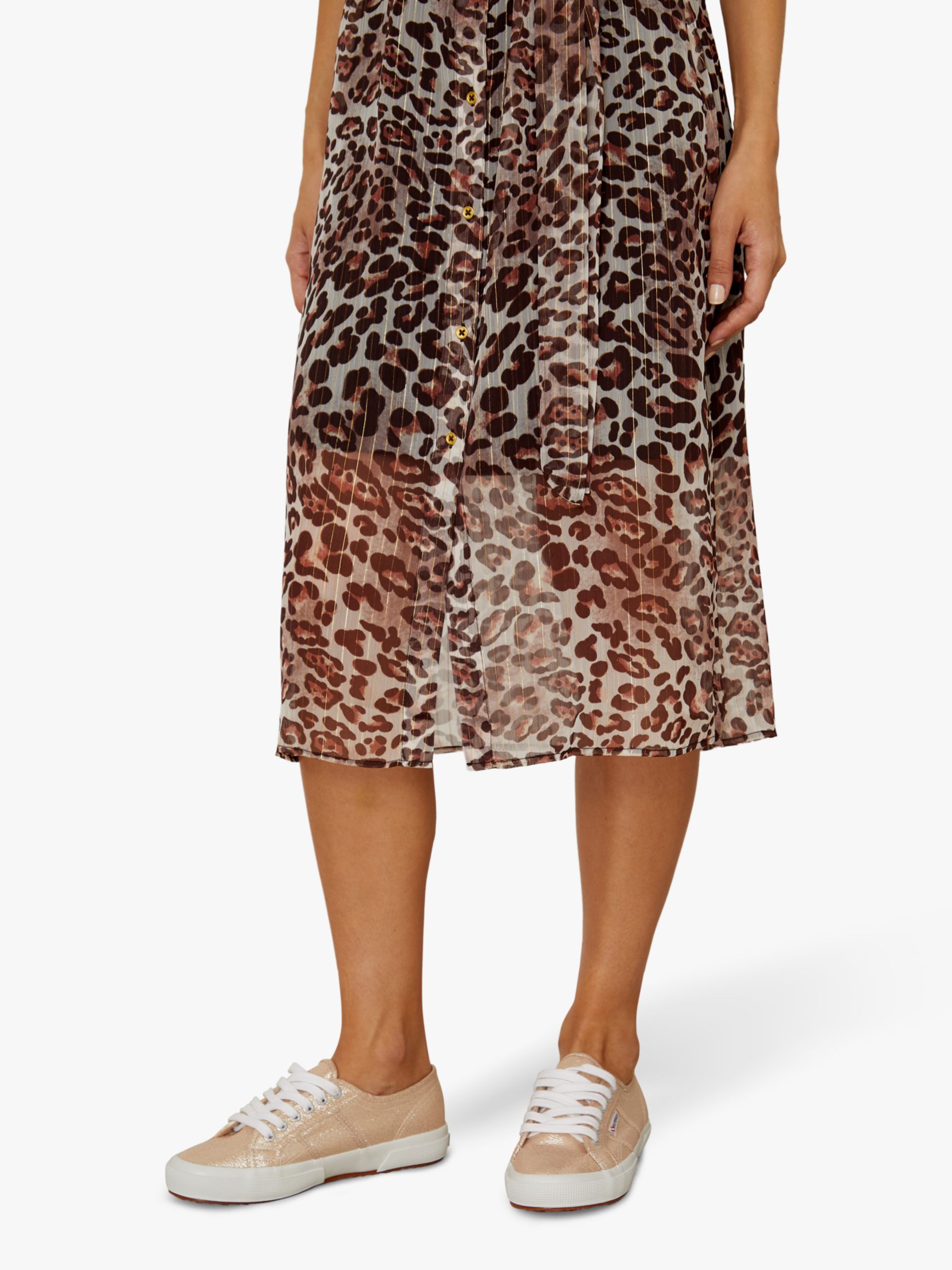 Sosandar Leopard Print Belted Shift Dress, Multi at John Lewis & Partners