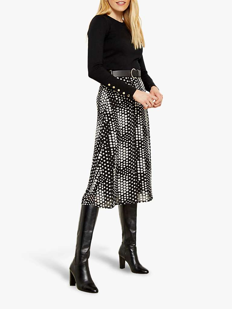 Buy Sosandar Multi Spot Midi Skirt, Black/Cream Online at johnlewis.com