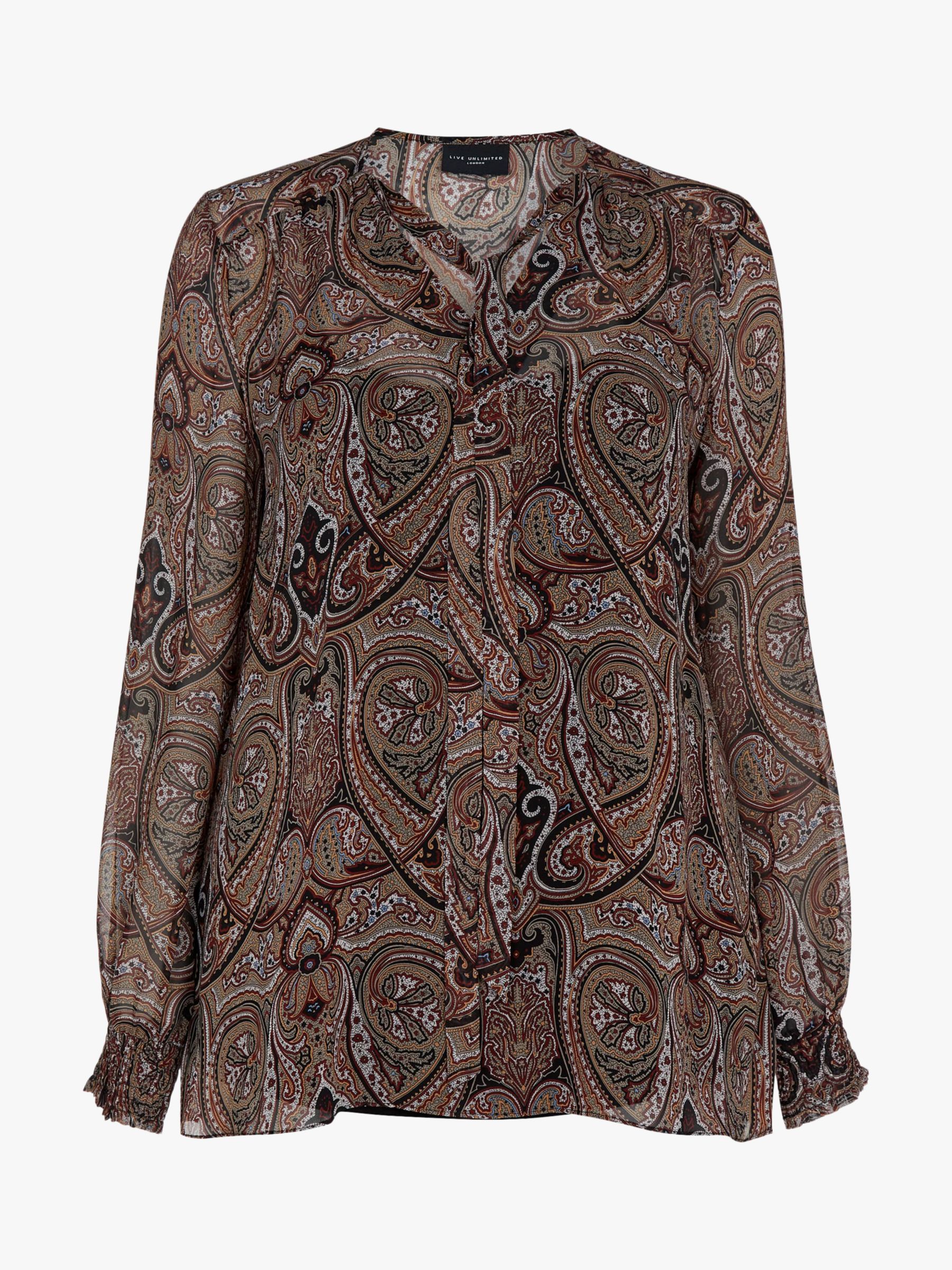 Live Unlimited Paisley Blouse, Brown/Multi at John Lewis & Partners