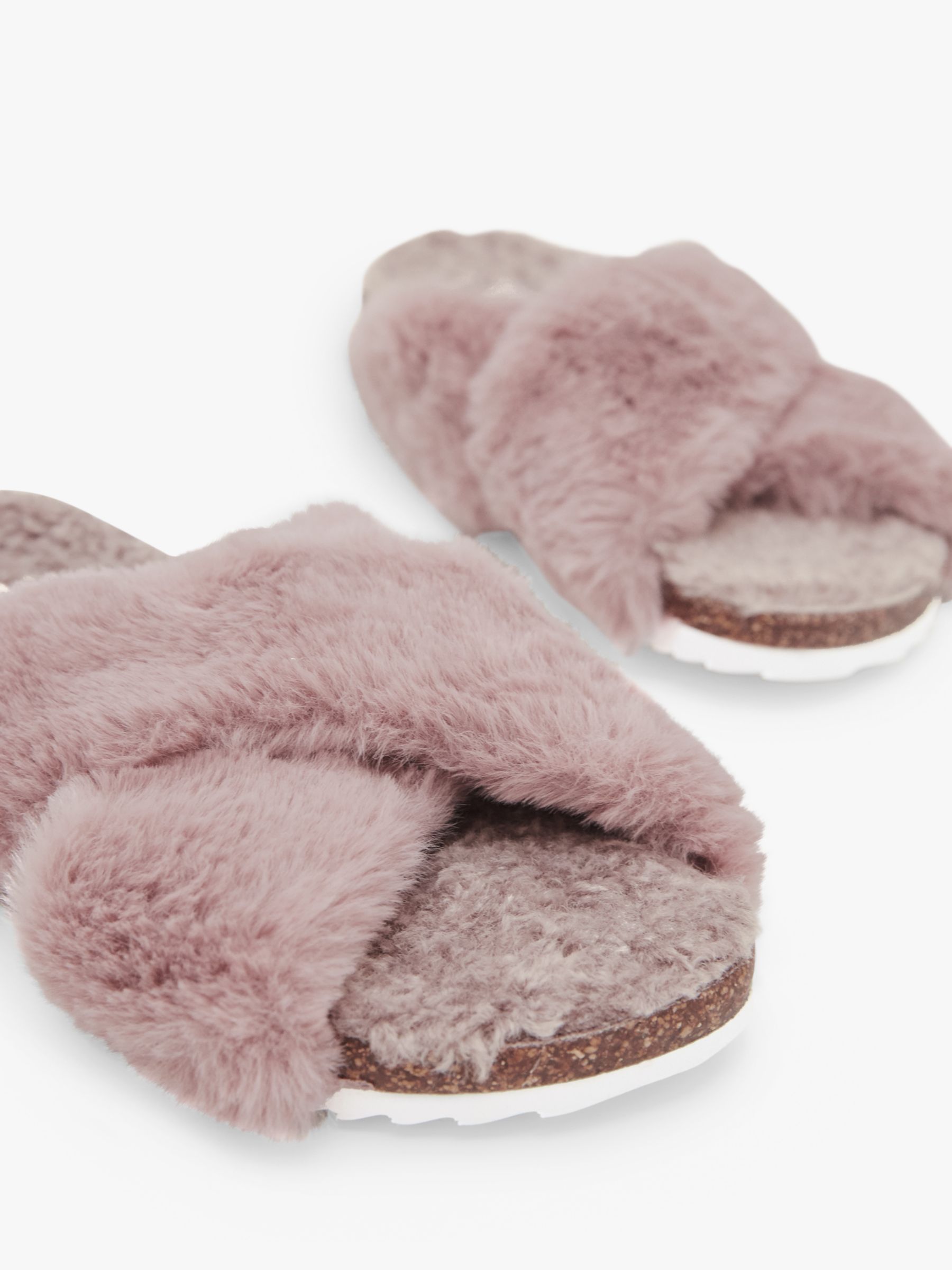 White Stuff Faux Fur Footbed Slippers Mid Pink At John Lewis Partners