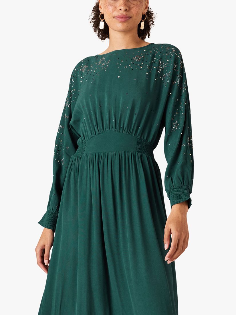 dark green embellished dress