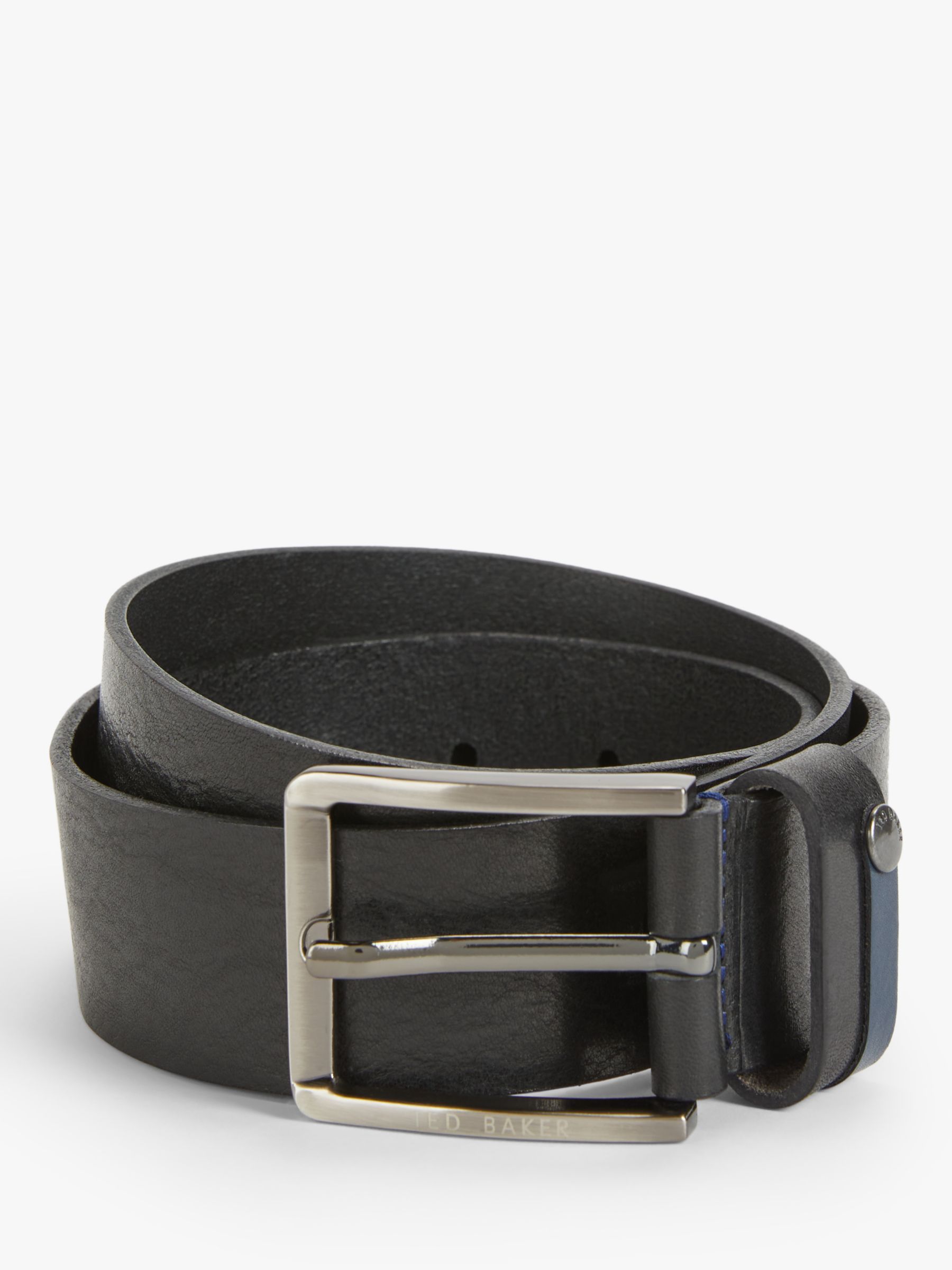 Ted Baker Keepsak Contrast Detail Leather Belt, Black