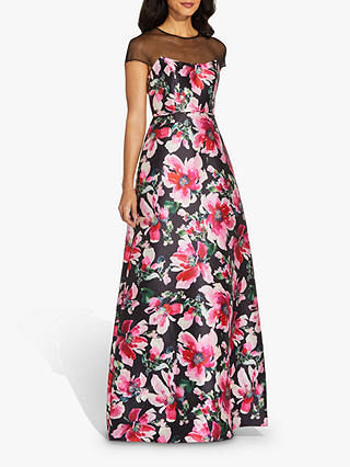 Adrianna Papell Floral Maxi Gown, Black/Pink