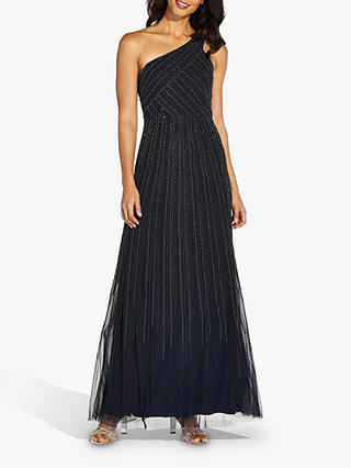Adrianna Papell One Shoulder Embellished Maxi Gown, Midnight