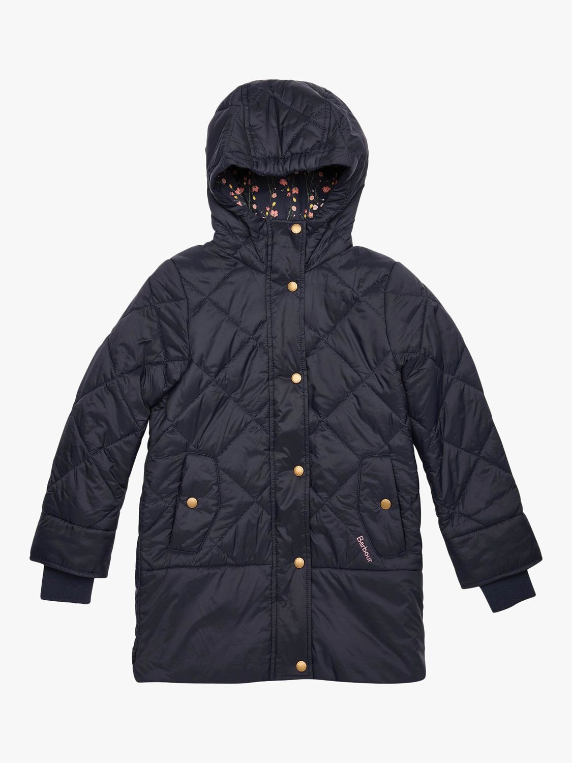 Barbour Kids' Tynemouth Quilted Jacket, Navy at John Lewis & Partners