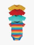Frugi Baby GOTS Organic Cotton Rainbow Bodysuit, Pack of 4, Multi