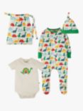 Frugi Baby Organic Cotton Rainbow Dinosaur Sleepsuit, Bodysuit & Hat Gift Set