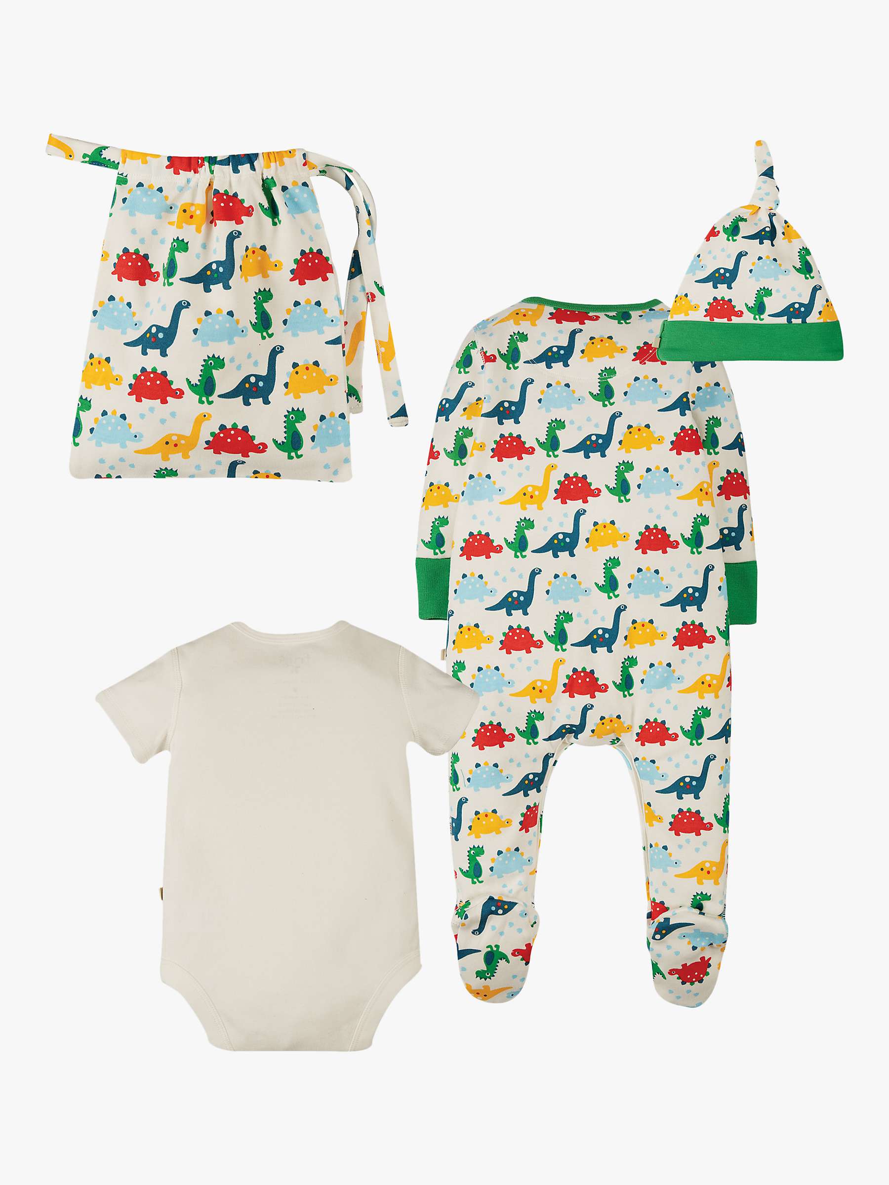 Buy Frugi Baby Organic Cotton Rainbow Dinosaur Sleepsuit, Bodysuit & Hat Gift Set Online at johnlewis.com