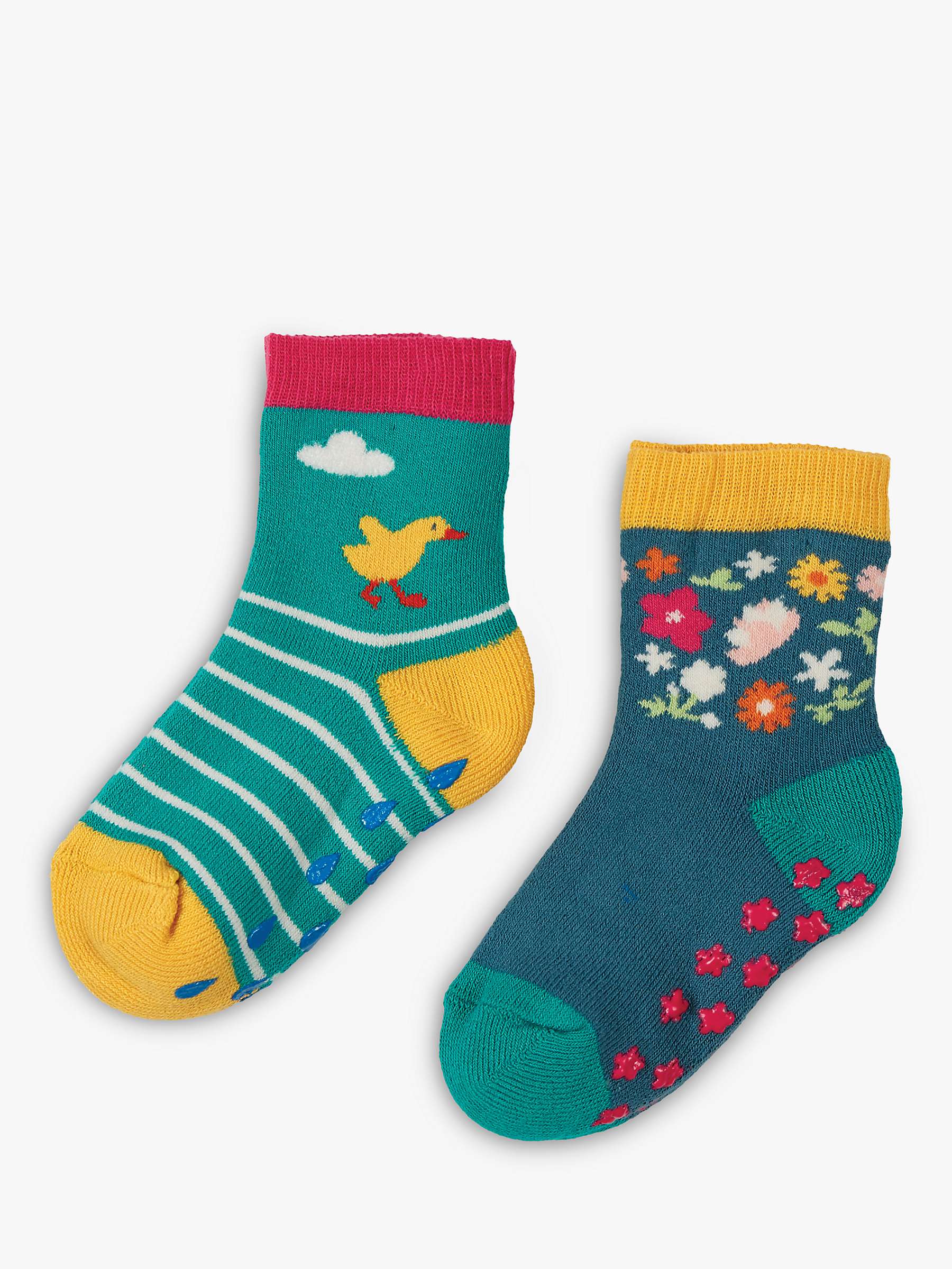 Buy Frugi Baby Organic Cotton Grippy Socks, Pack of 2, Multi Online at johnlewis.com