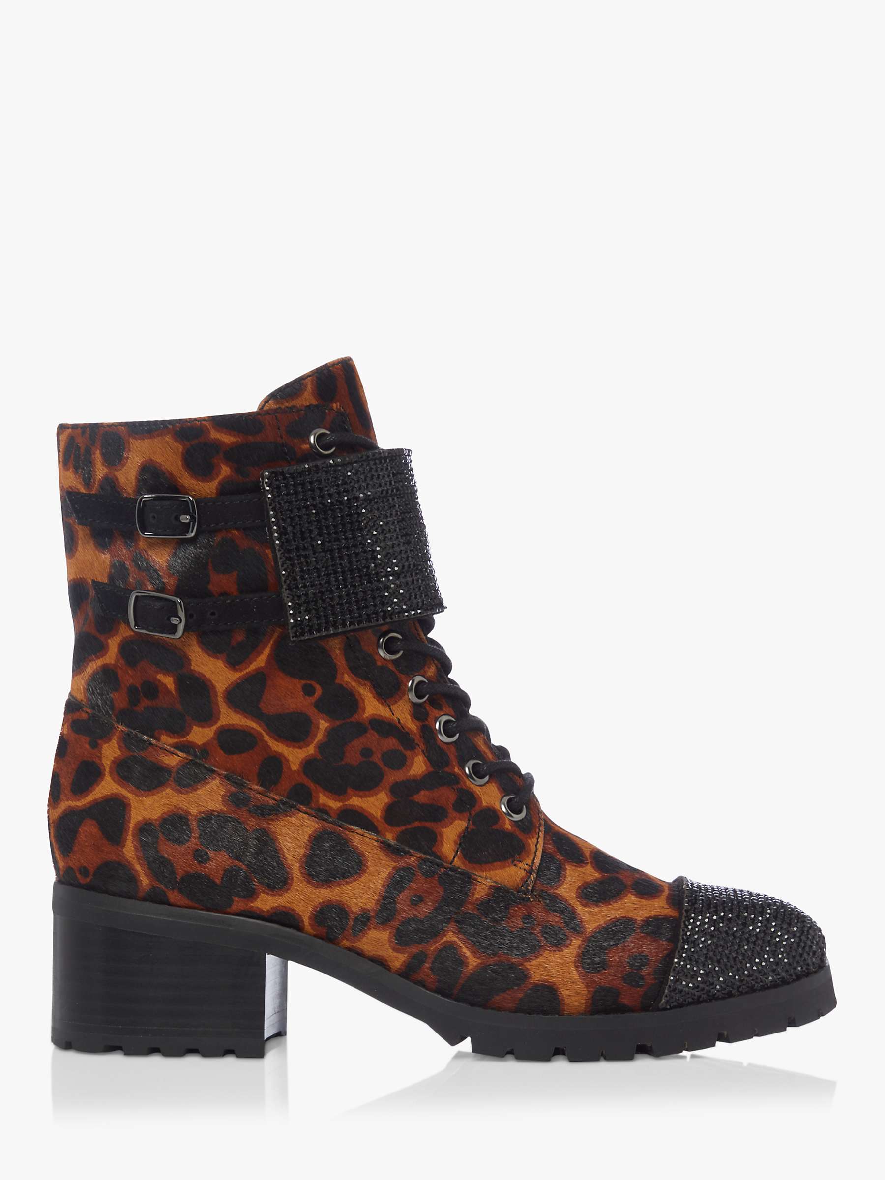 Buy Dune Peach Leather Leopard Print Ankle Boots, Multi Online at johnlewis.com