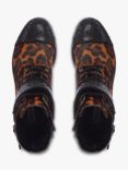 Dune Peach Leather Leopard Print Ankle Boots, Multi
