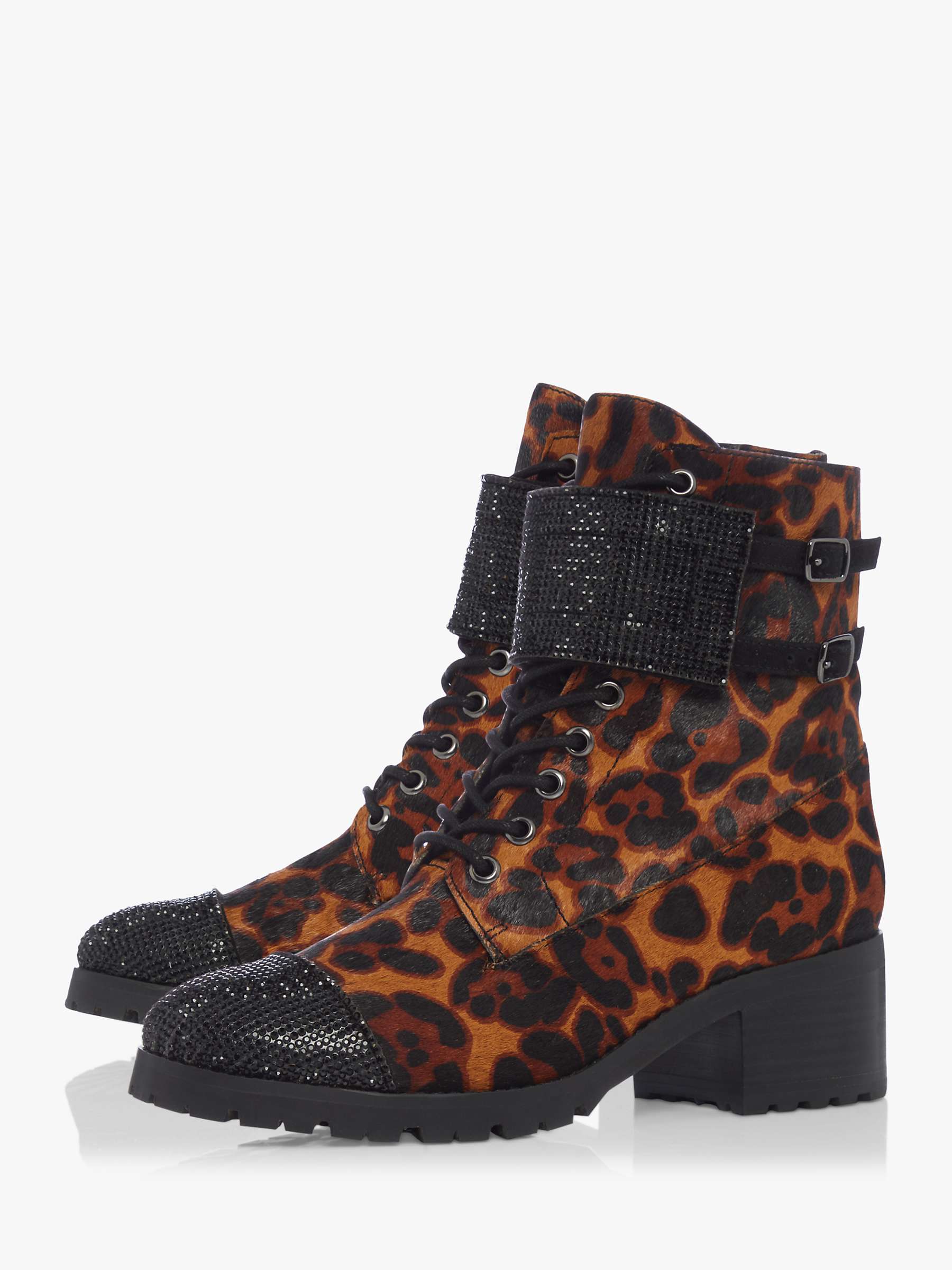 Buy Dune Peach Leather Leopard Print Ankle Boots, Multi Online at johnlewis.com