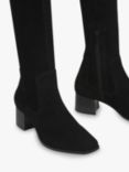 Whistles Blaire Stretch Knee High Suede Boots, Black