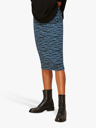 Whistles Tiger Leopard Jersey Skirt, Blue/Multi