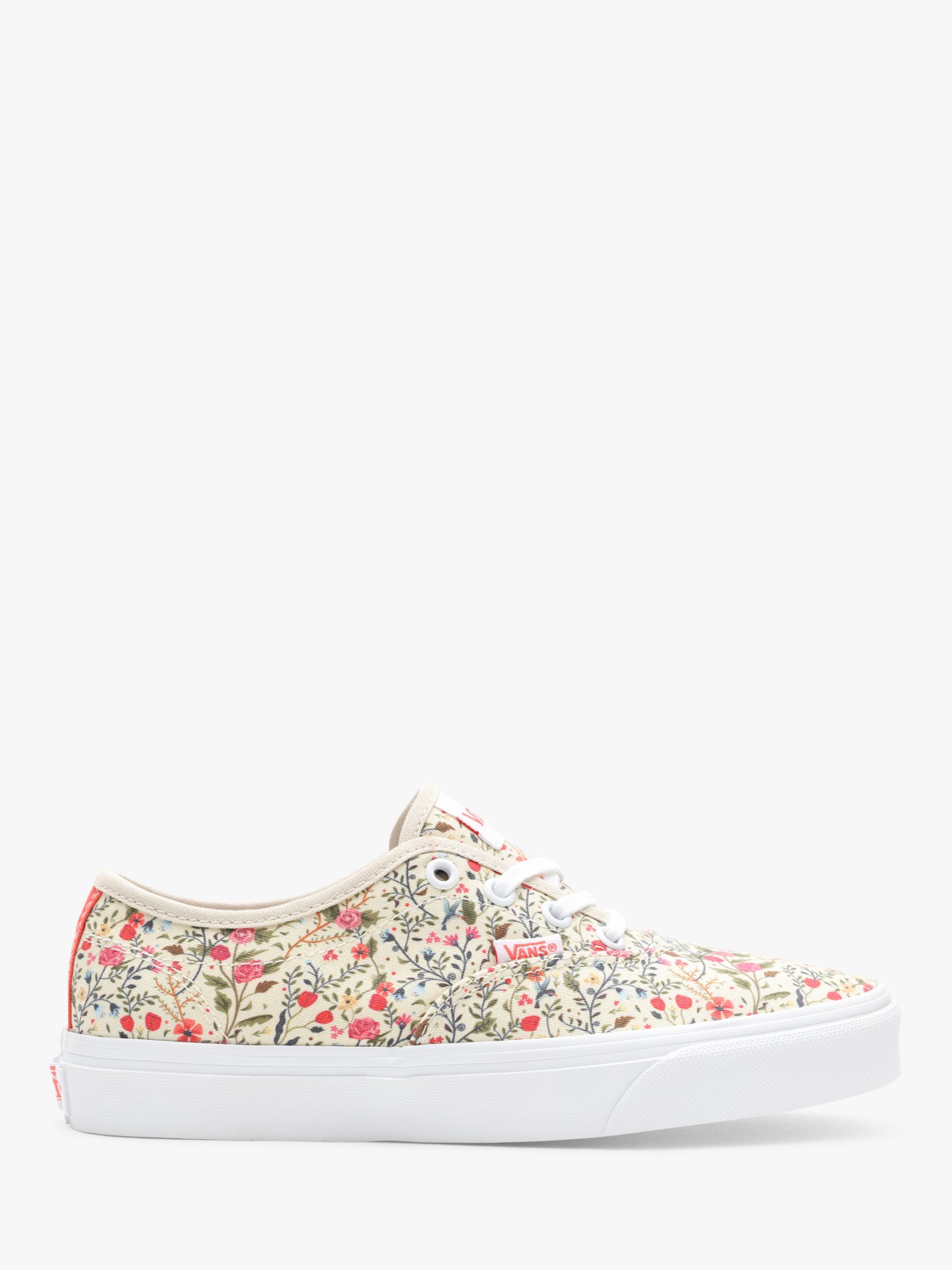 Vans Doheny Floral Print Canvas Lace Up Trainers, Turtle Dove White at ...