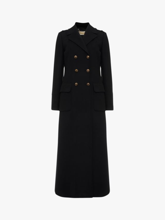 Hobbs Bianca Wool Blend Maxi Coat, Black, 6