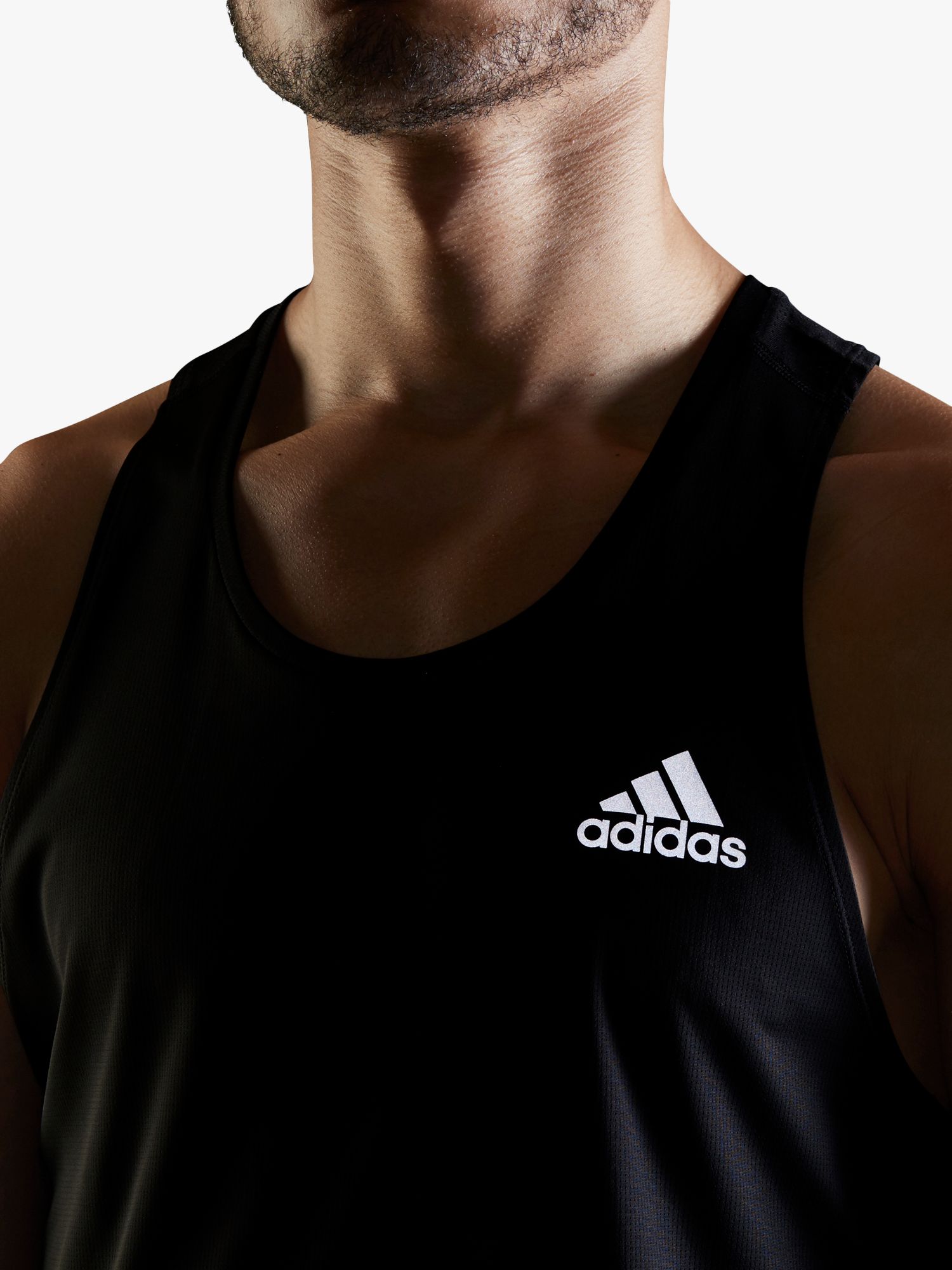 adidas Own The Run Singlet Running Vest, Black at John Lewis & Partners