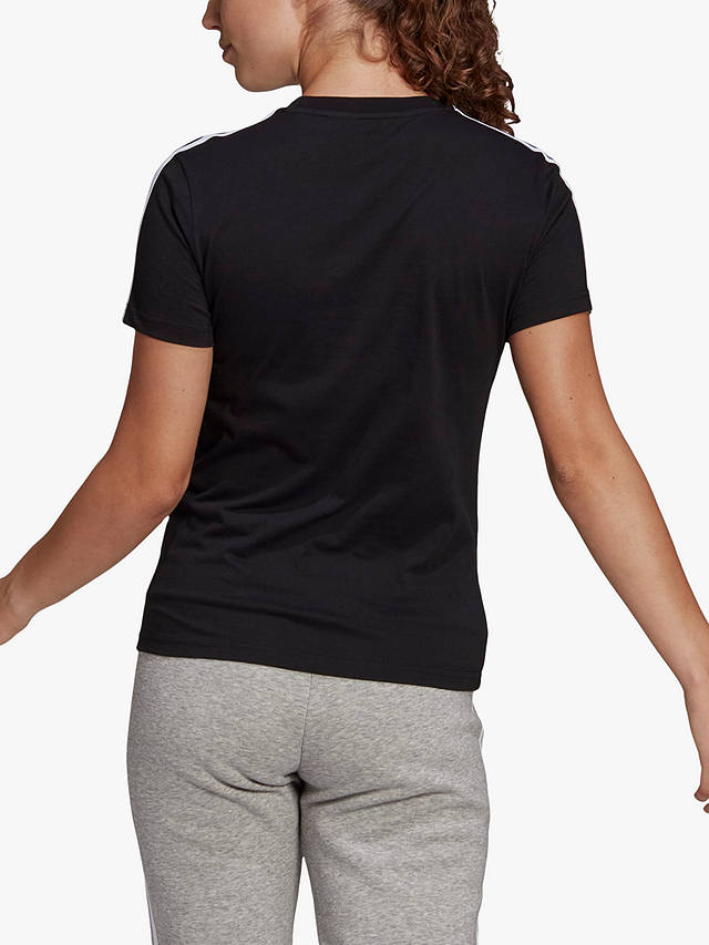 adidas LOUNGEWEAR Essentials Slim 3-Stripes T-Shirt, Black/White