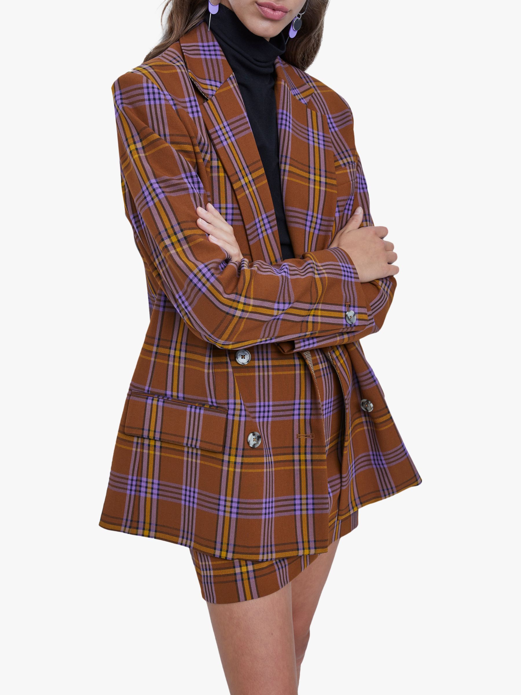 French Connection Immy Check Blazer, Brown/Multi