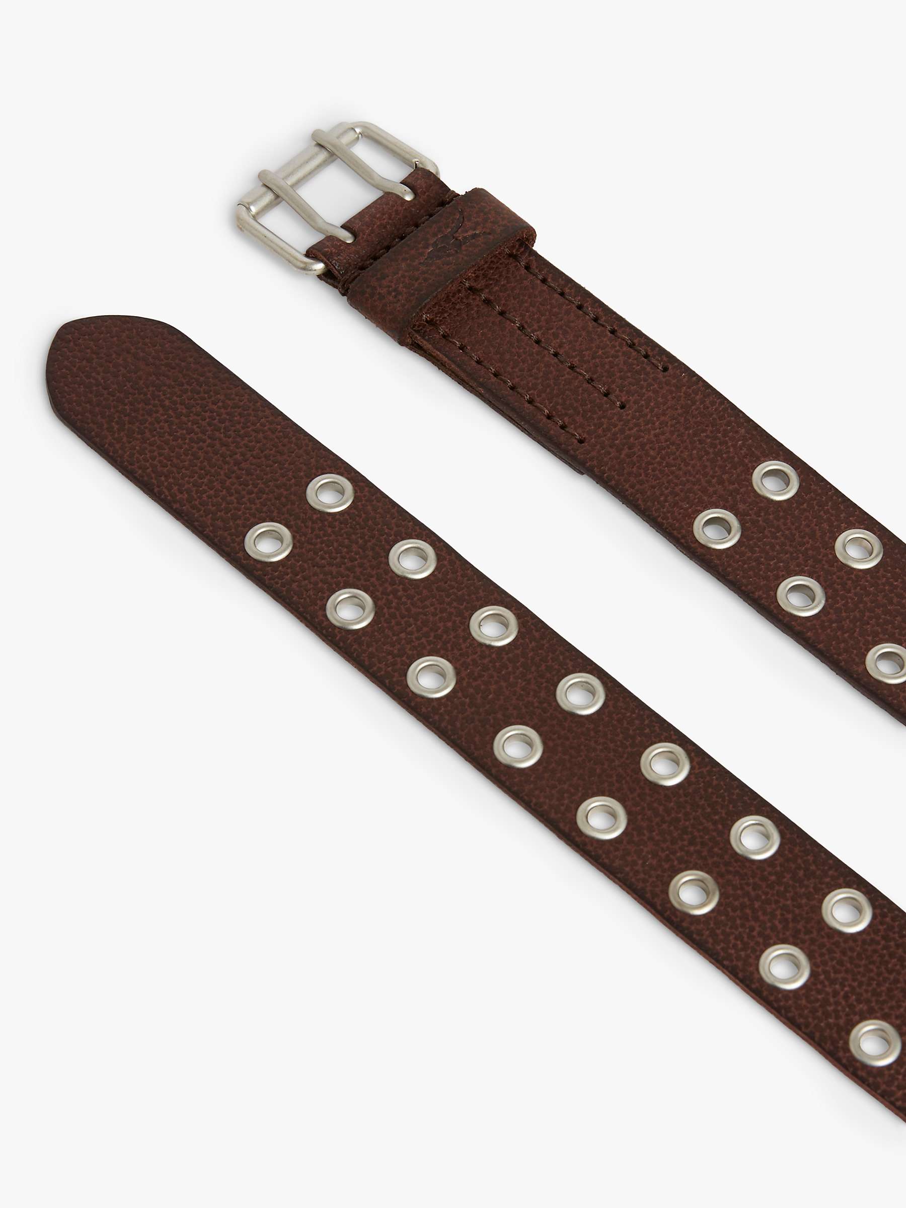 Buy AllSaints Sturge Studded Leather Belt, Brown Online at johnlewis.com
