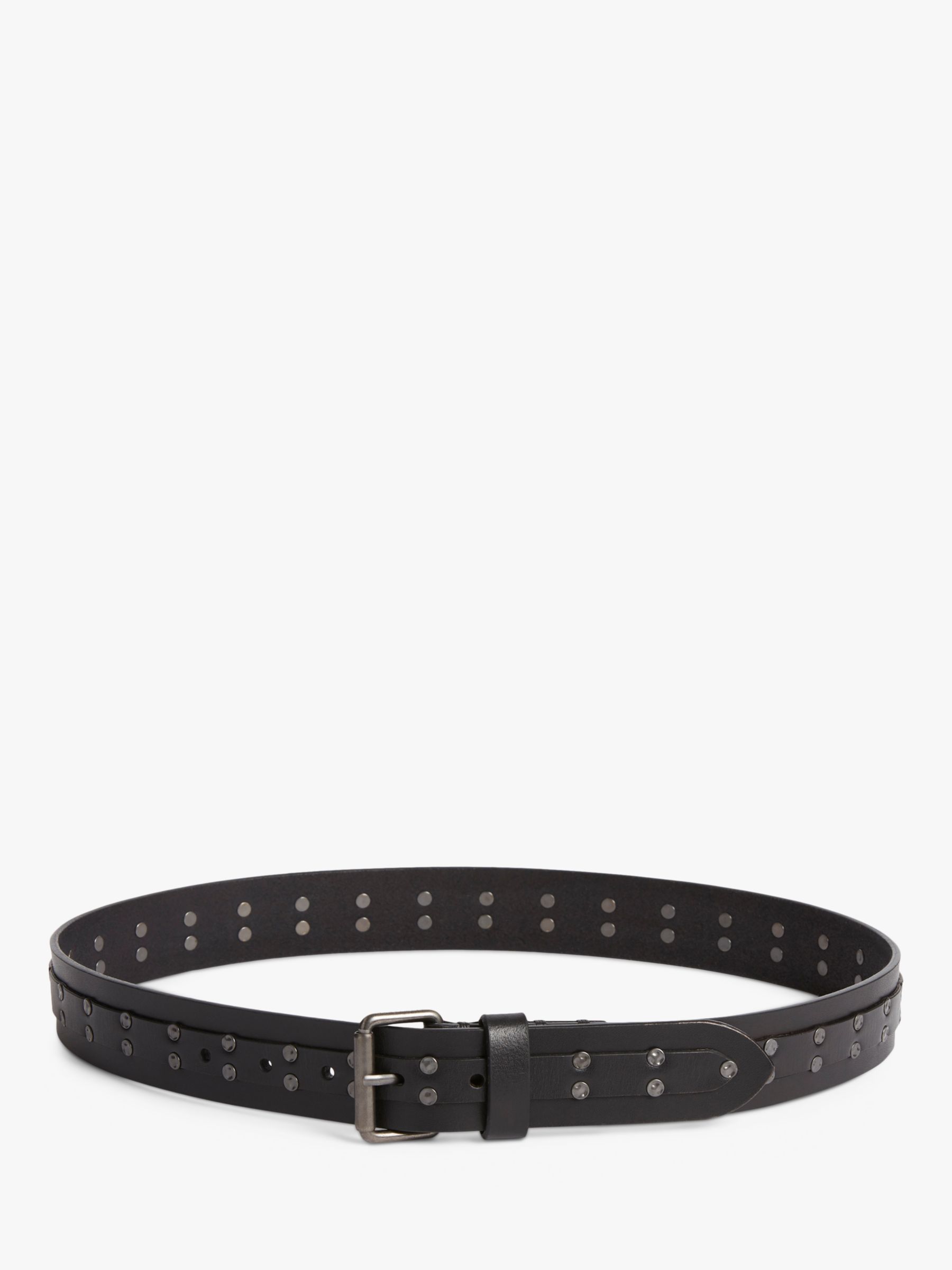 AllSaints Shane Studded Leather Belt, Black at John Lewis & Partners