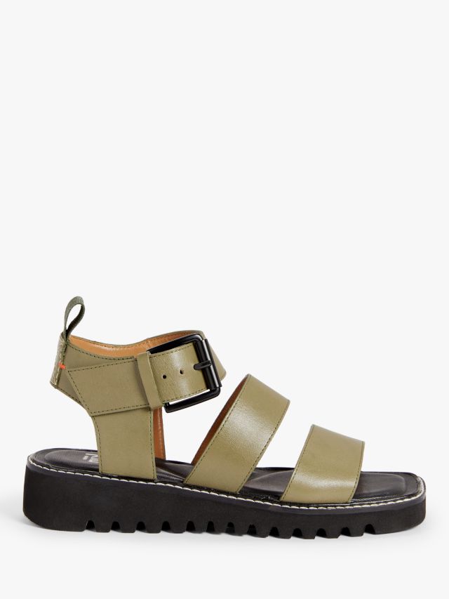 Kin Lauren Leather Chunky Sole Buckle Sandals Khaki 3