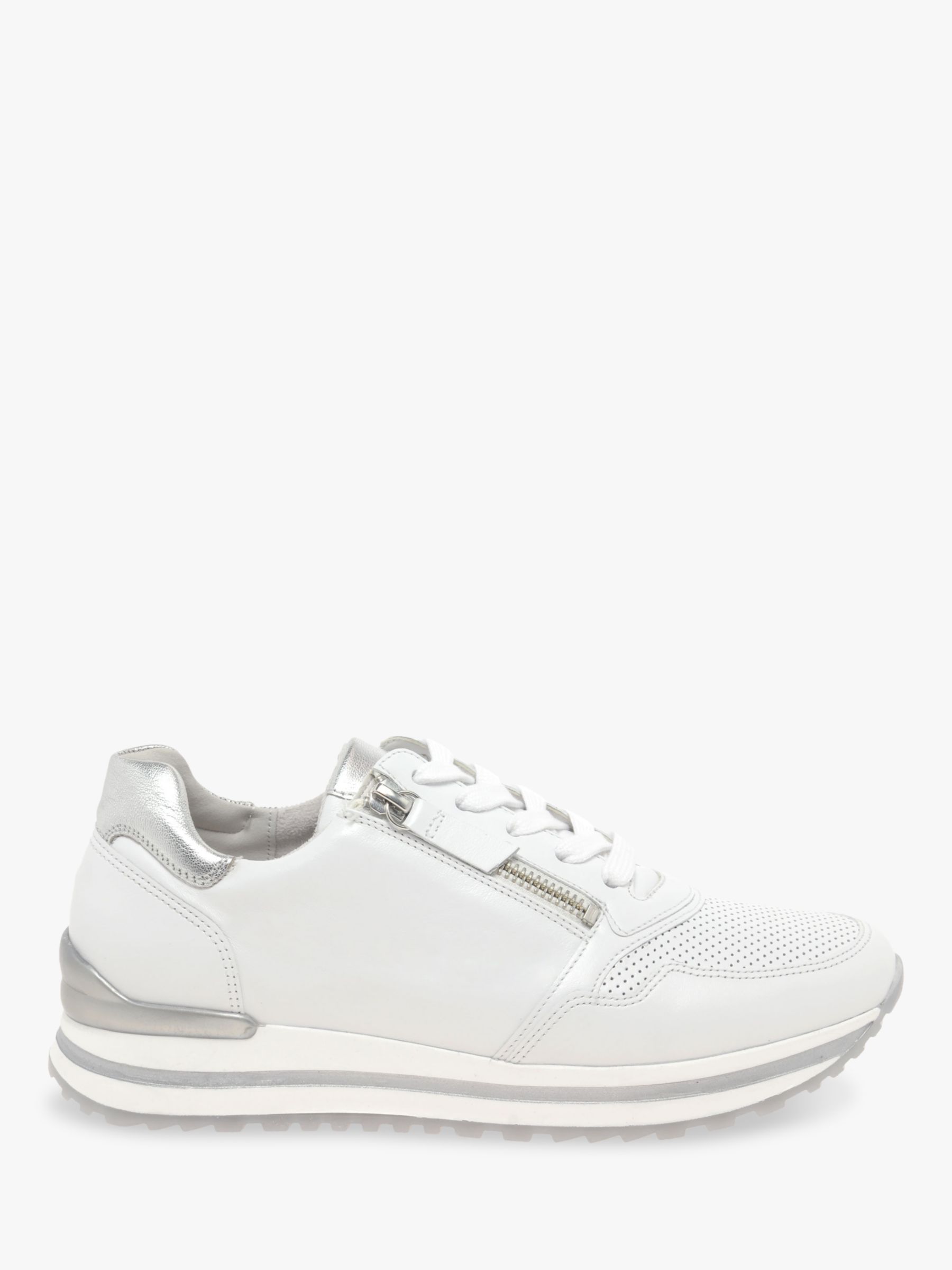 Gabor Nulon Extra Wide Fit Nubuck Leather Trainers, White at John Lewis ...