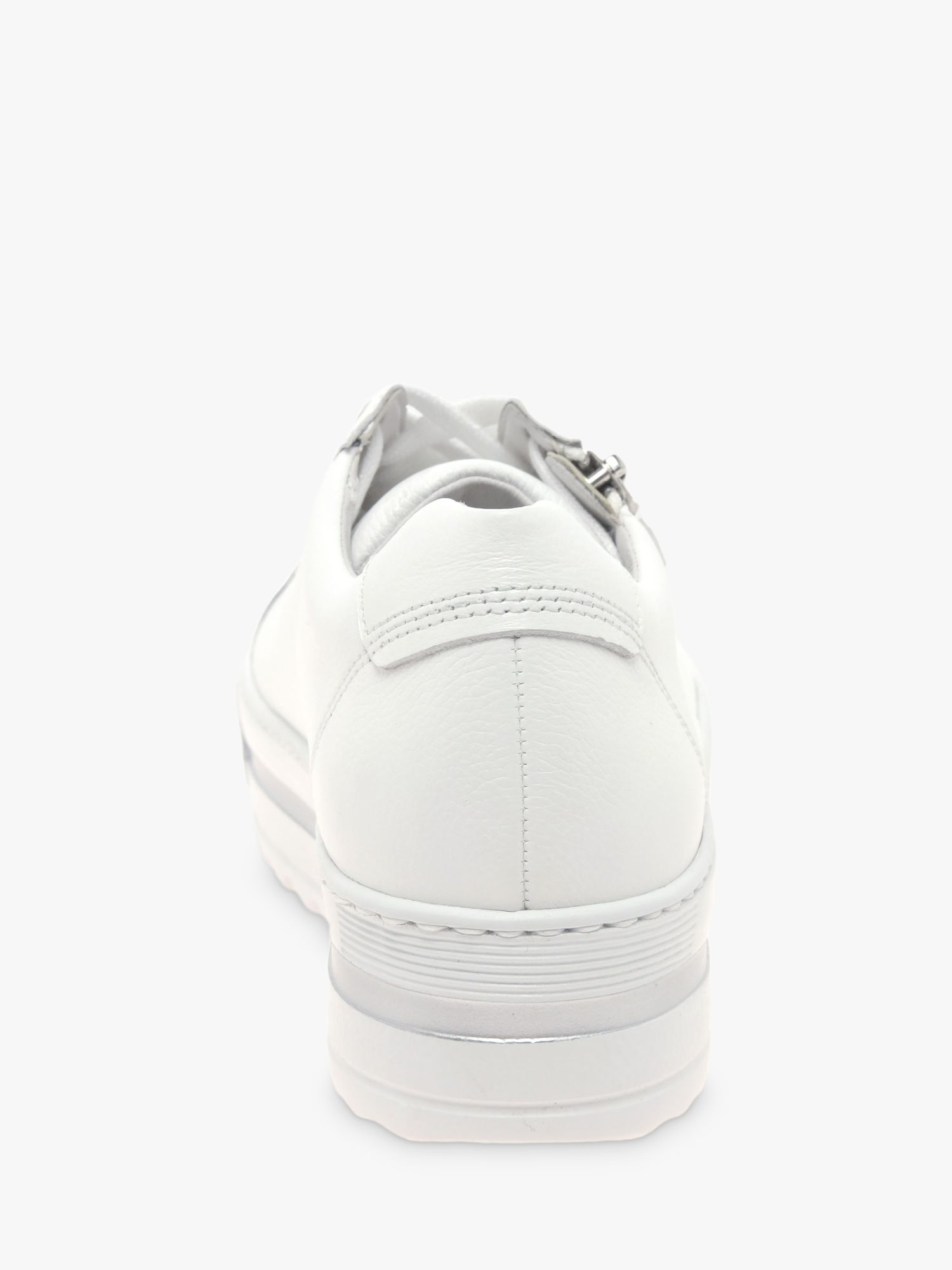 Gabor Heather Wide Fit Leather Flatform Trainers, White, 3