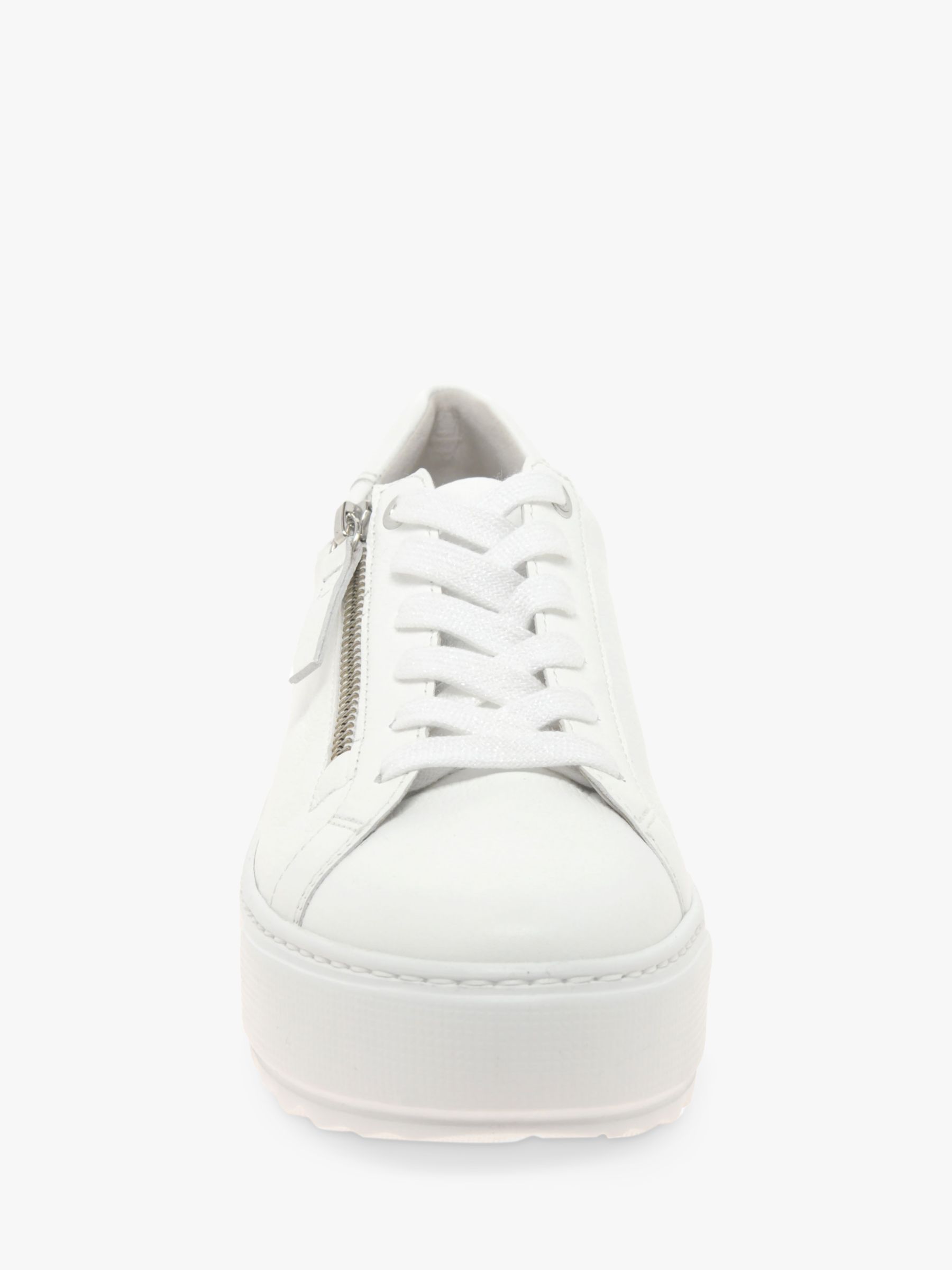 Gabor Heather Wide Fit Leather Flatform Trainers, White, 3