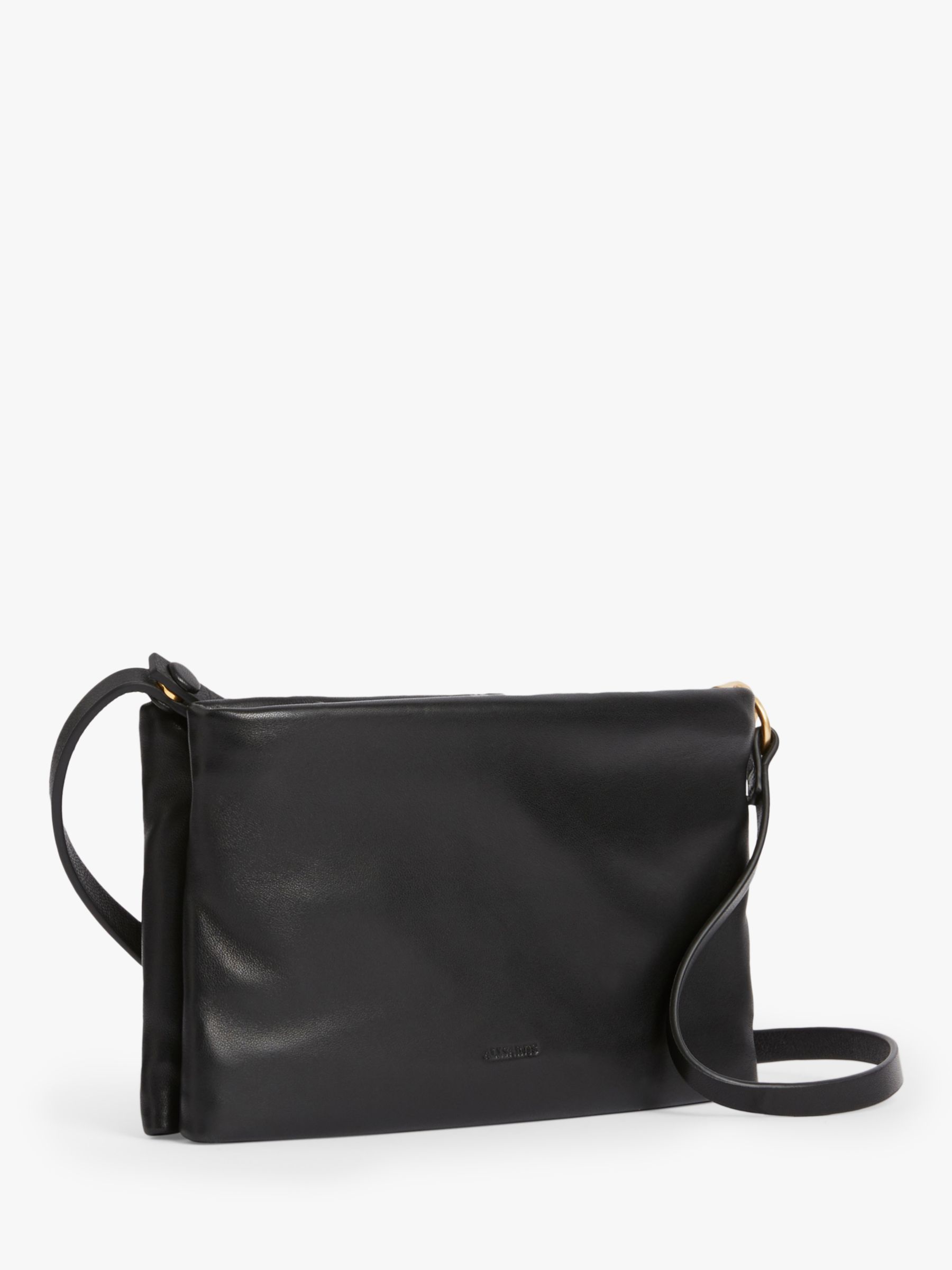 AllSaints Mila Leather Pouch Bag, Black at John Lewis & Partners