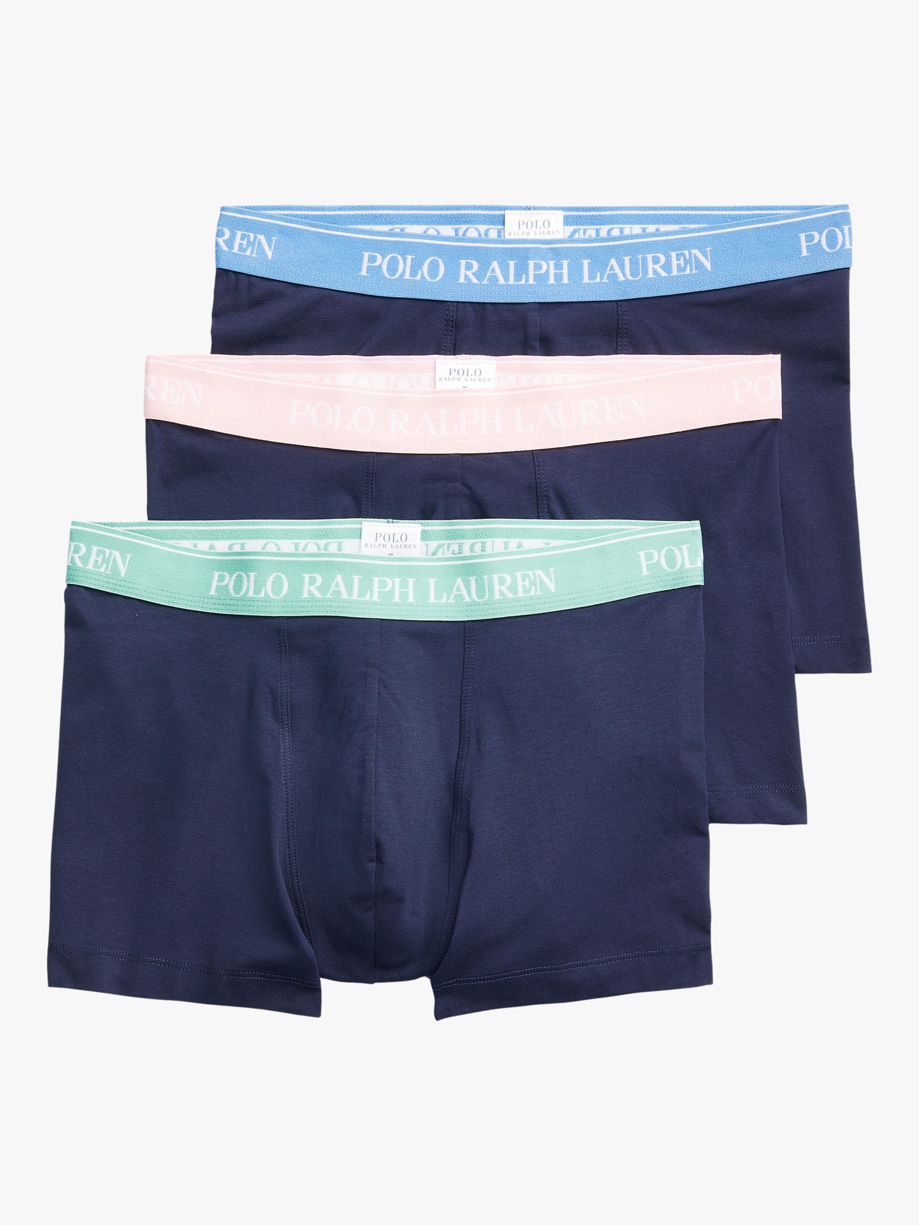 Polo Ralph Lauren Cotton Trunks, Pack of 3, Navy/Blue/Pink