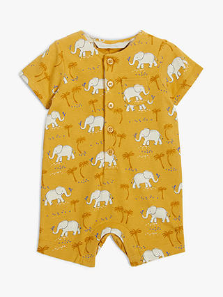 ANYDAY John Lewis & Partners Baby Organic Cotton Elephant Romper, Yellow