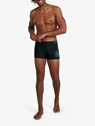 Speedo Tech Placement Aquashorts Swim Shorts, Black/Laser Lemon/Dragonfire Orange