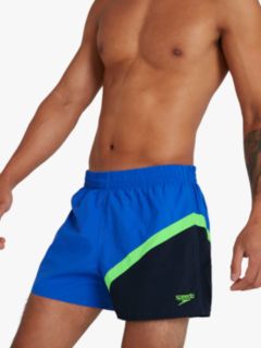 Speedo Colourblock 14" Watershort Swim Shorts, Beautiful Blue/True Navy/Zest Green, S