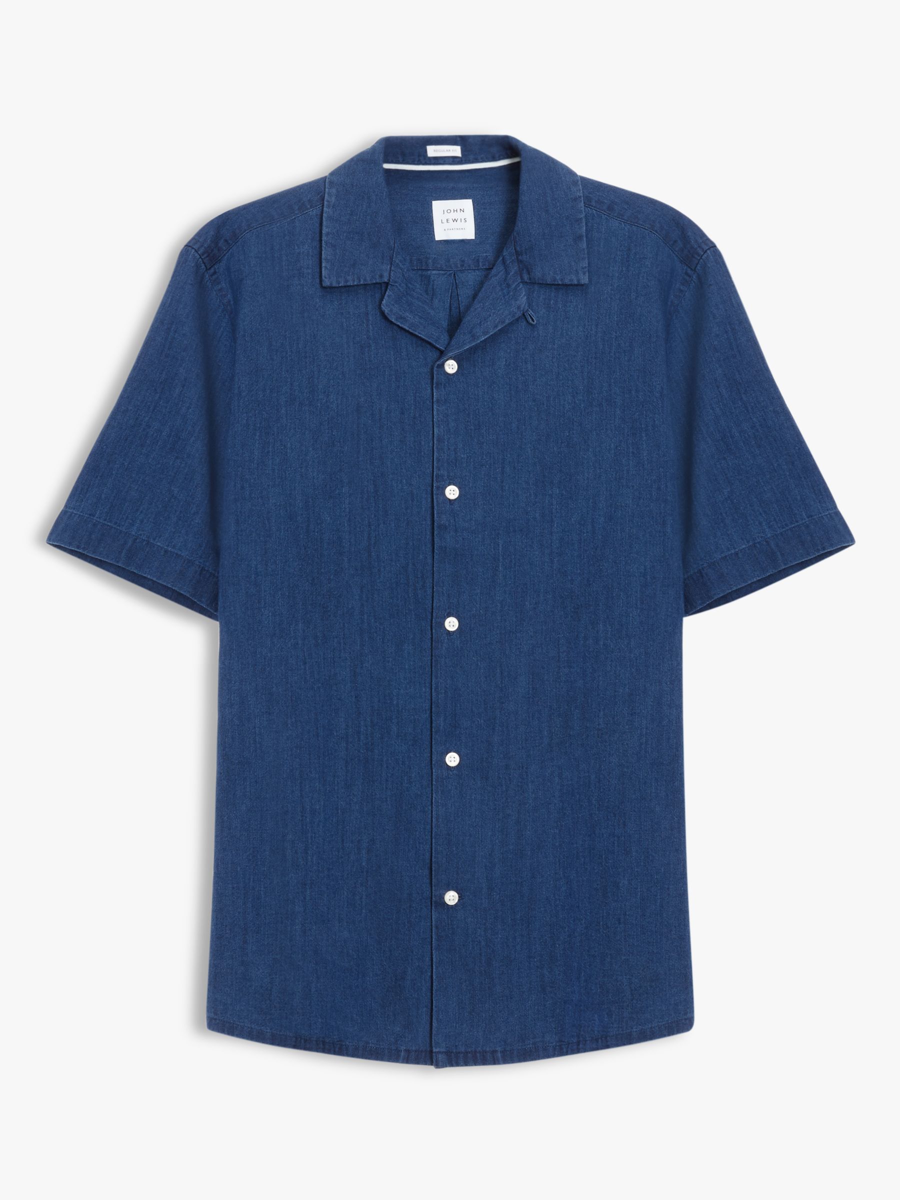 John Lewis & Partners Cotton Linen Revere Collar Short Sleeve Shirt ...