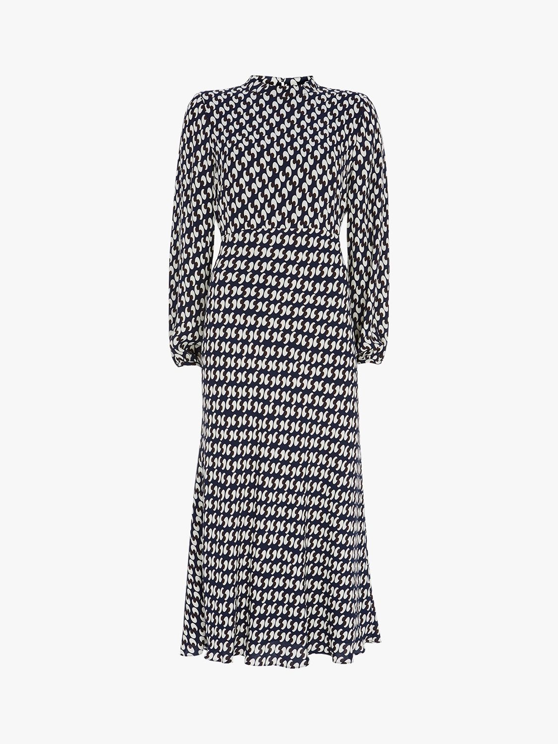 Mint Velvet Fia Midi Dress, Navy/White, 6