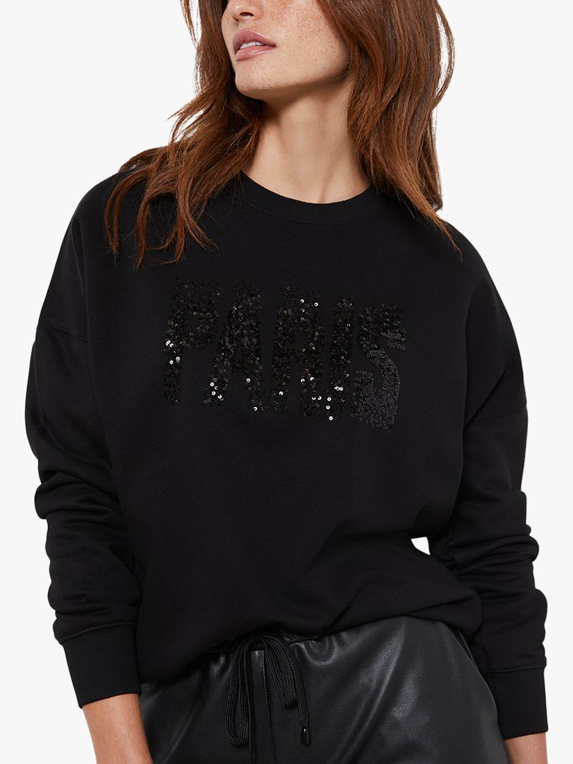 Mint Velvet Paris Sweatshirt, Black