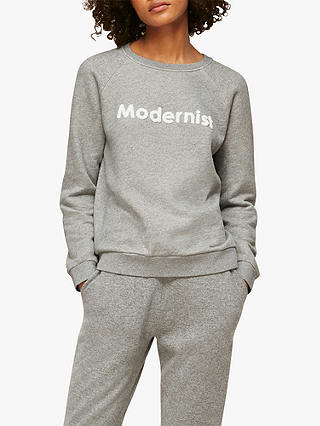 Whistles Modernist Cotton Sweatshirt, Grey Marl